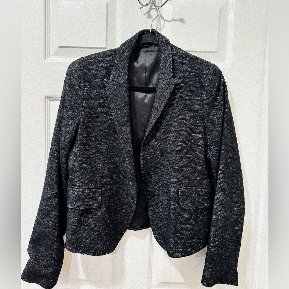 Women’s Theory Black Fleck Wool Blend One Button Blazer